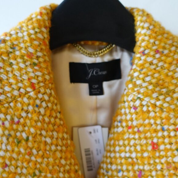 J.Crew Daphne yellow tweed coat Petite 0 0P - Picture 7 of 16